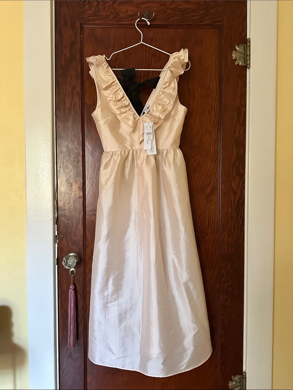 Topshop Cream Ruffle-Neck Sleeveless Dress
